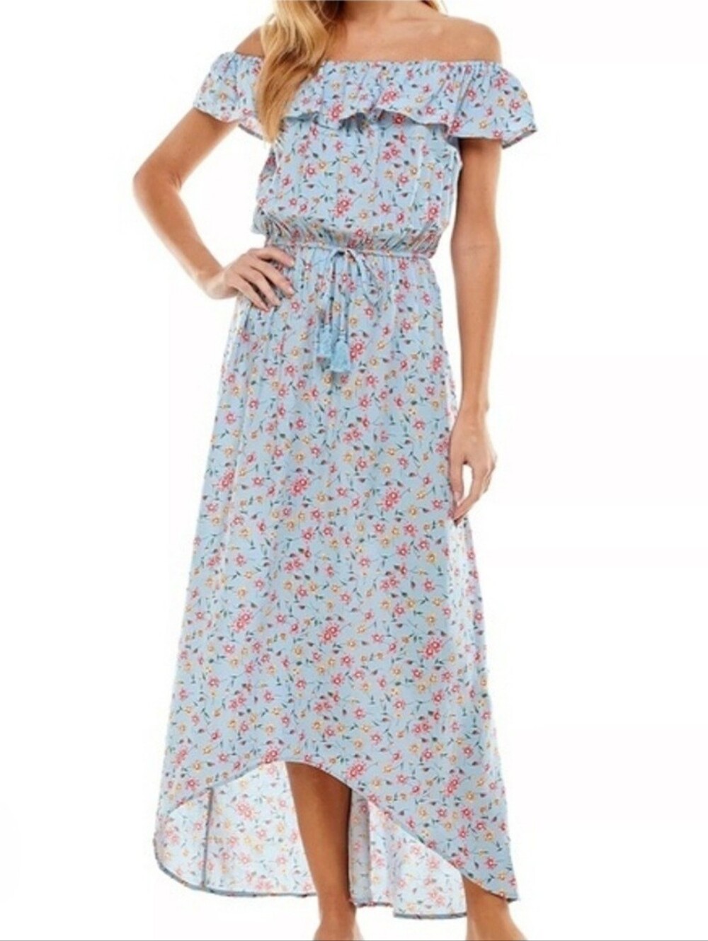 Kingston Grey Floral High Low Midi Dress XL Blue Pink Boho